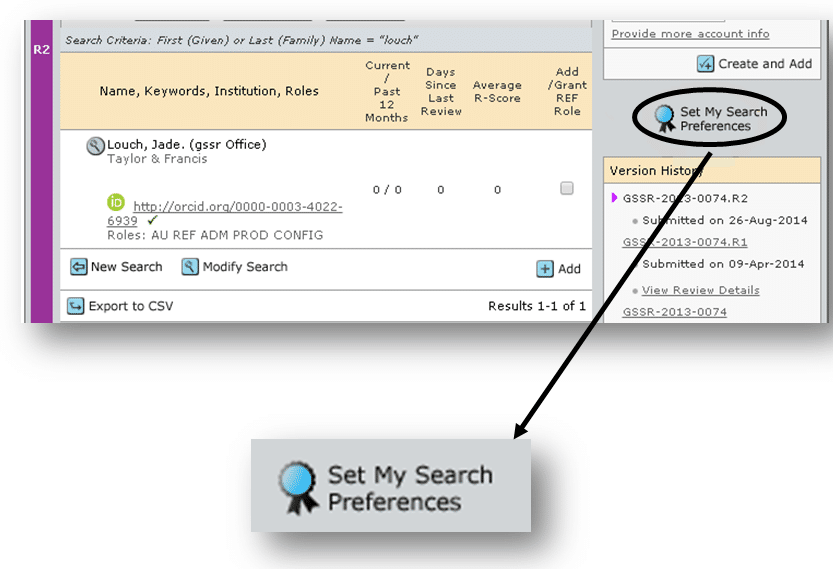 an image to show where Set my search preferences option is